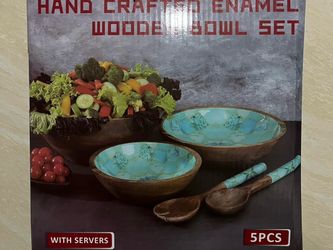 Enamel wooden Bowl Set 5PCS
