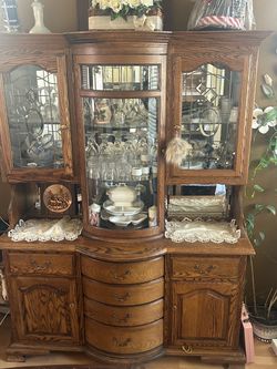 Large Wooden China Cabinet / Dining Room Hutch