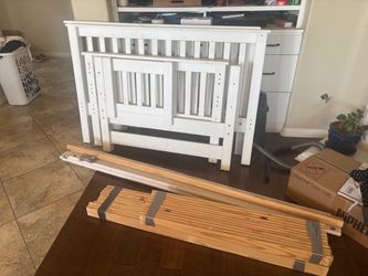 Twin/Full White Wooden Bunk Bed Set with 3 drawer staircase