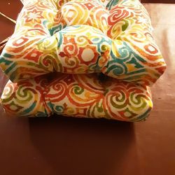 Pillow Perfect Chair Pads Corinthian Dapple Reversible Set of 2 - New 16"#619859
