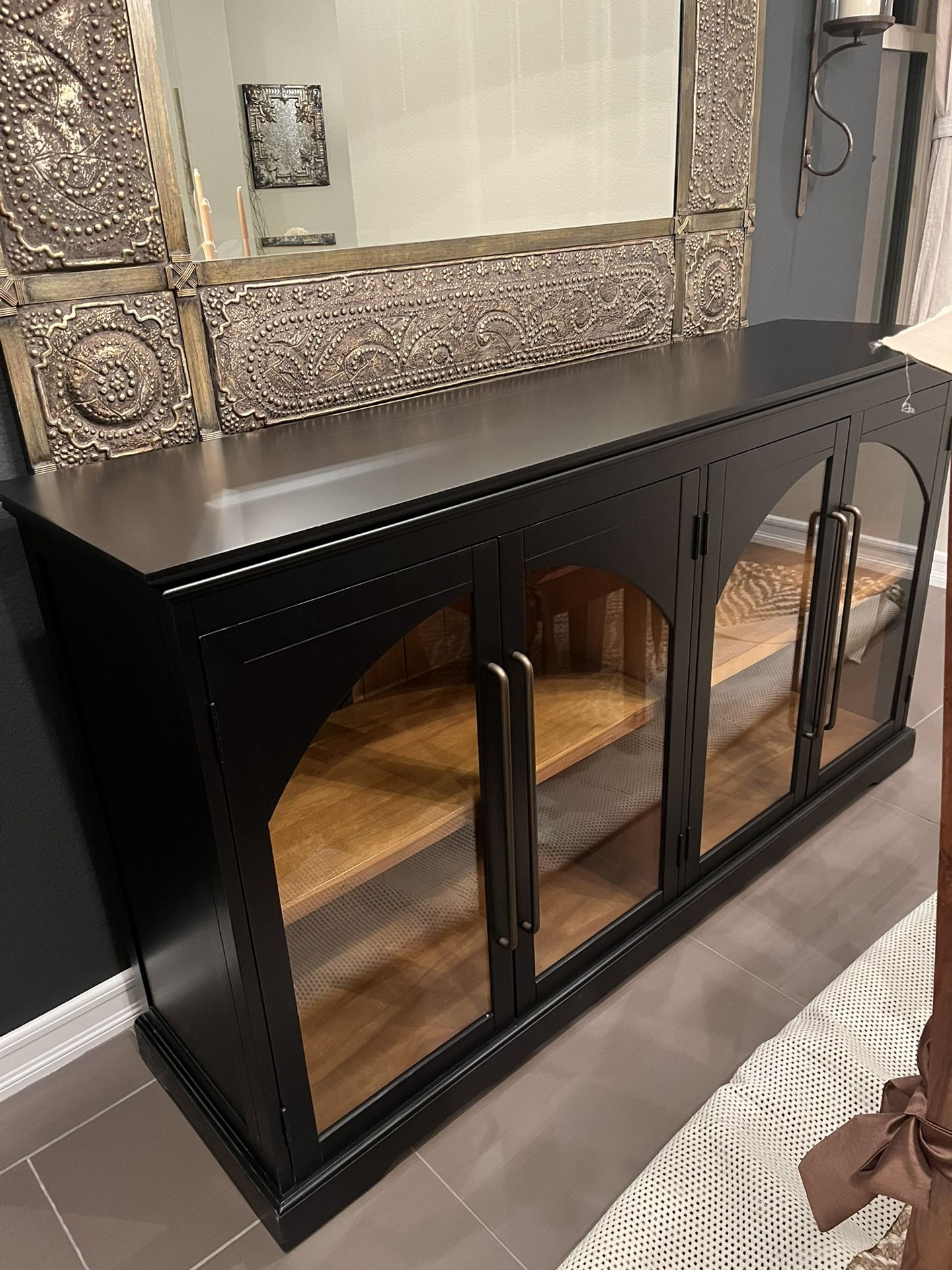 Console/SideBoard ( 65 in) W/ Glass arch doors & shelves