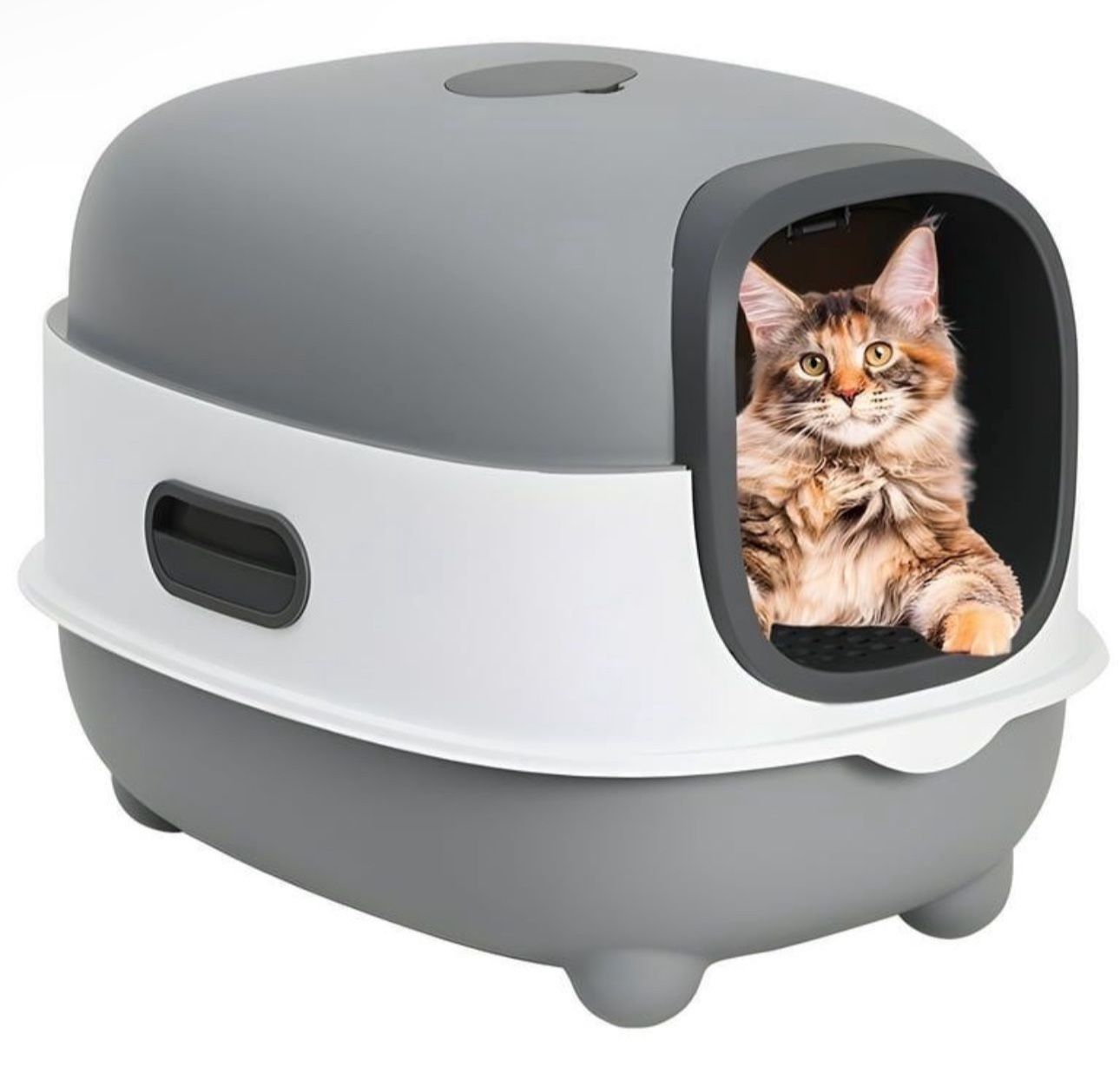 Large Cat Litter Box,Pets Enclosed Cat Litter Boxes,Odor Control,Jumbo Hooded,Gray,Door Isolate Smelly Brand New (A309)