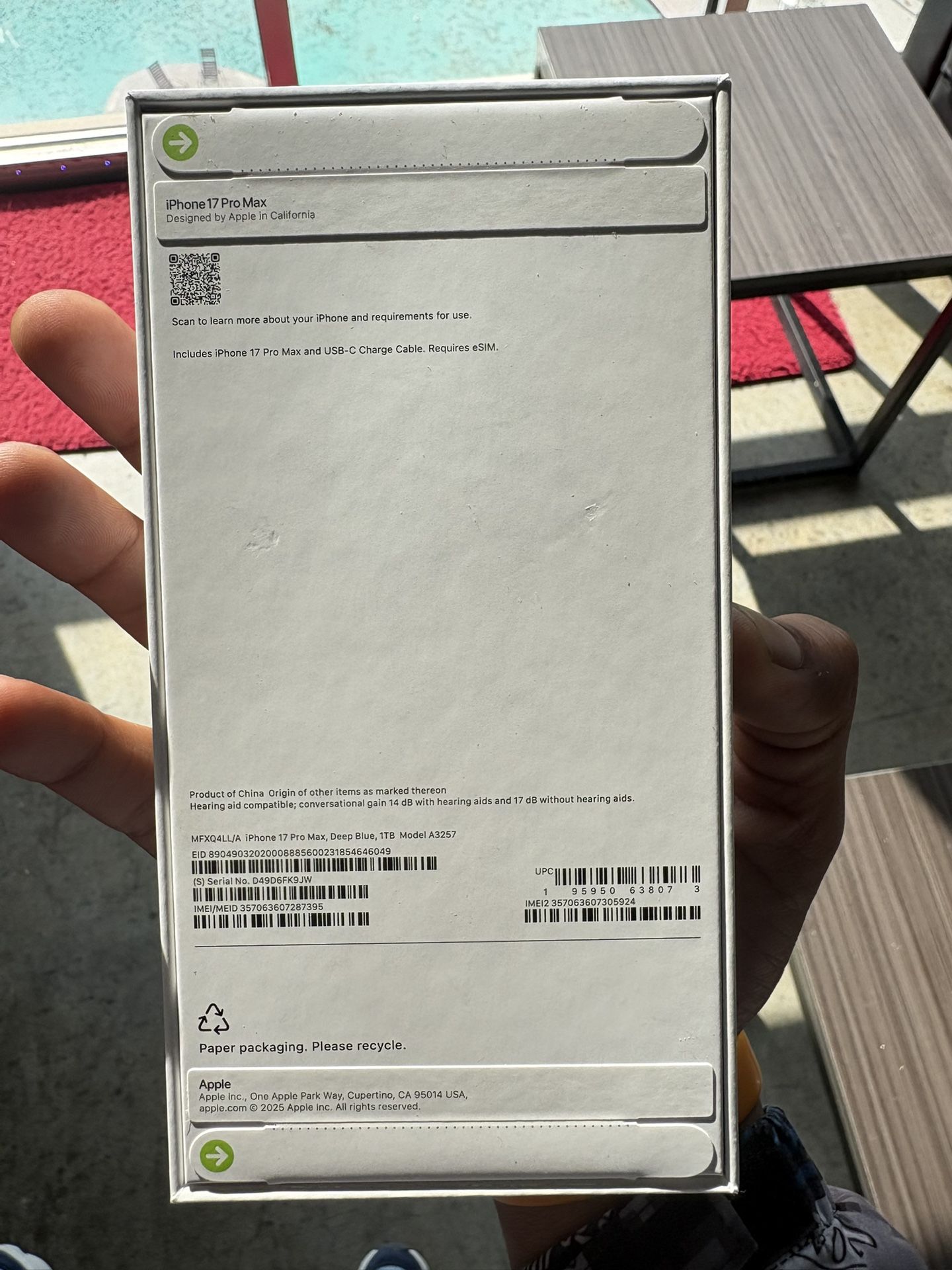 VERIZON 17 PRO MAX 1TB