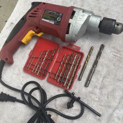 Chicago Electric Variable Speed Reversible Hammer Drill-60495-Like New-7.5 Amp- Dual Mode (Hammer/Drill Only), Handle, Bits, 8’ Cord