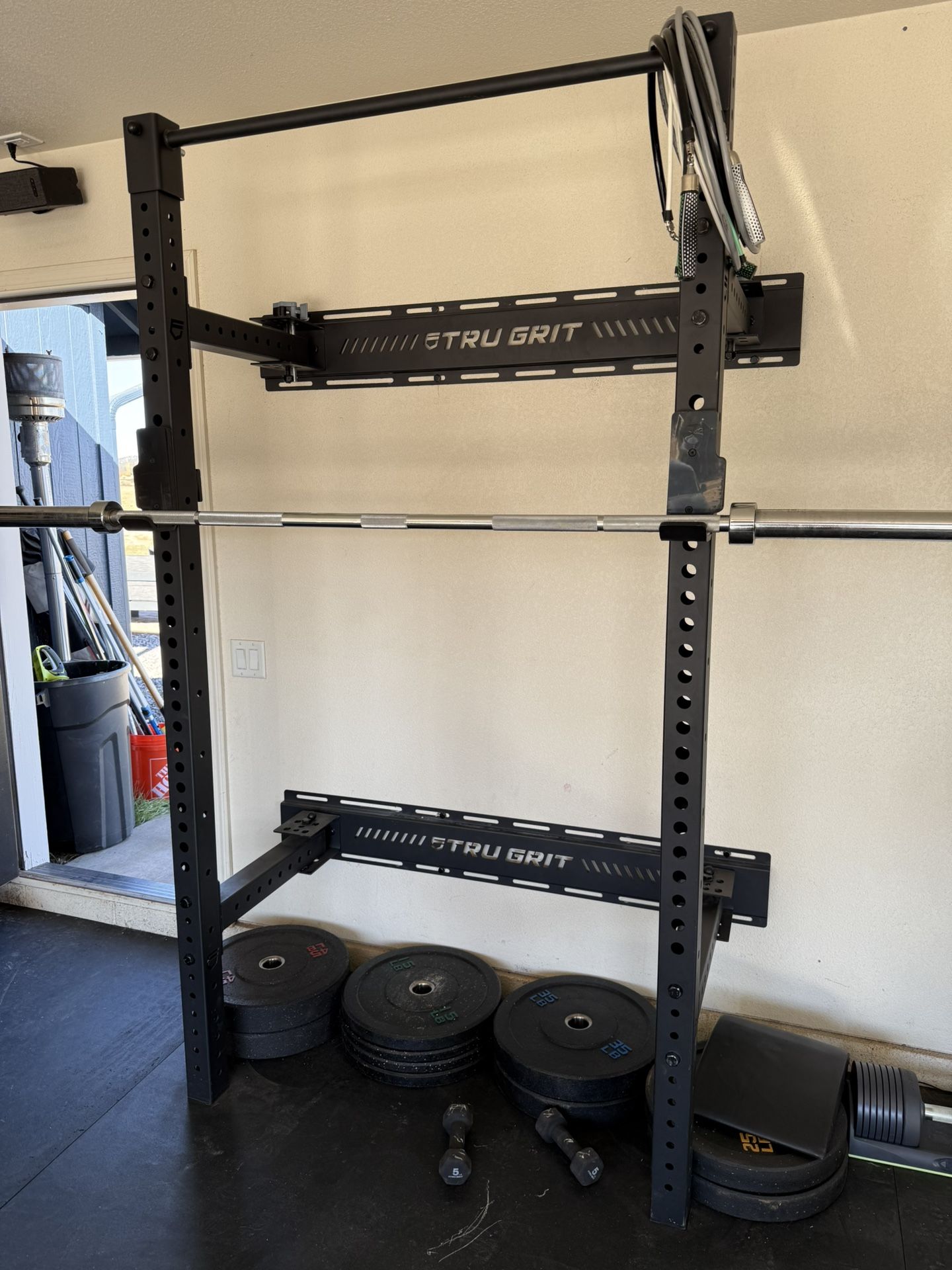 TruGrit Foldable Squat Rack And Weights