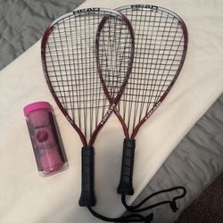 2 Racketball Rackets and balls