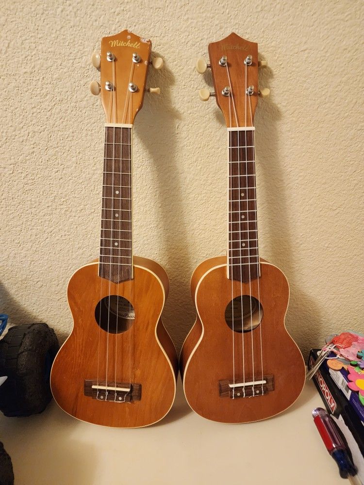 Two Mitchell Ukulele's
