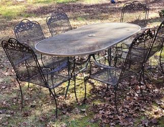 7pc Wrought Iron Patio Furniture Set 