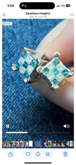 White Gold, Screw Backs Real Diamond Earrings