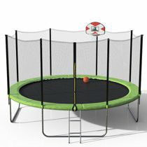 14 ft new trampoline in box with basketball hoop