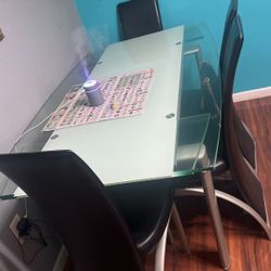 Glass Dining Table With 4 Chairs 