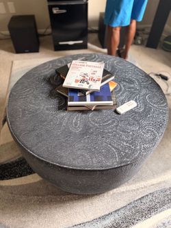Large Round Upholstered Ottoman