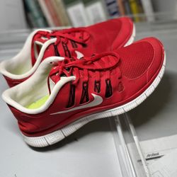 NIKE FREE 5.0+ GAME RED WHITE BLACK MENS RUNNING SHOES RARE 579959-600 (SIZE 