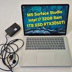 Surface Laptop Studio 14" nVidia RTX 3050Ti Intel i7 32GB Ram 1TB SSD Windows PC Microsoft Gaming