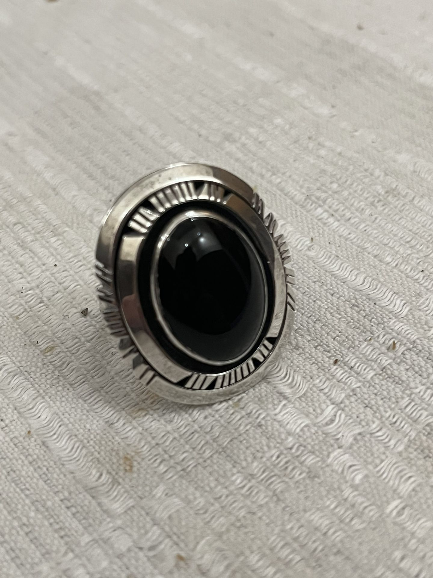 Sterling Silver Onyx Signed Ring