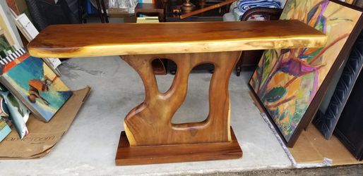 Hand Carved Indonesian Teak Tree Table
