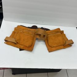 Multi Pocket Suede Leather Construction Work Tool Belt Carpentry 