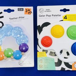 2 SETS/3+MTHS🟡🍼🌈🔴💚🔵✨BABY EINSTEIN WATER 💦 FILLED TEETHER & 6+MTHS COLOR POP PALETTE 🎨 TOY