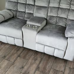 Electric Reclining Sofa And Love Seat (With Cup Holders)
