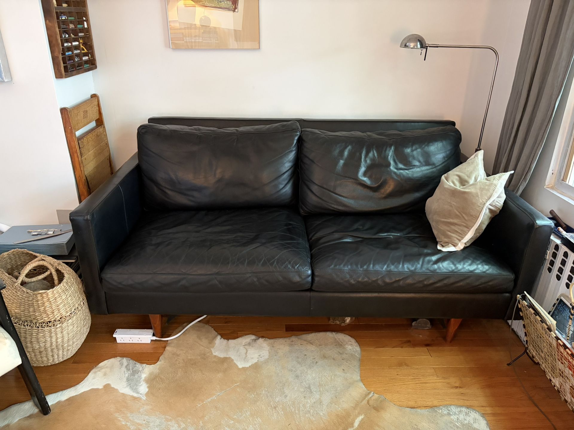 Room and Board 70” Leather Couch