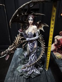 Large Fairy Statue Magic Gathering Gothic Emo Dark Dragon