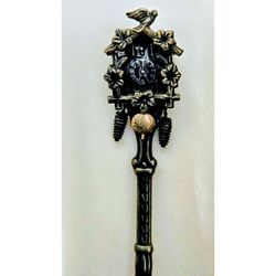 Vintage German Cuckoo Clock with Moving Weights & Pendulum Souvenir Spoon