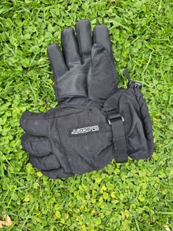 Scott Black Primaloft Leather Nylon Cold Weather Winter Snow Ski Gloves X-Large