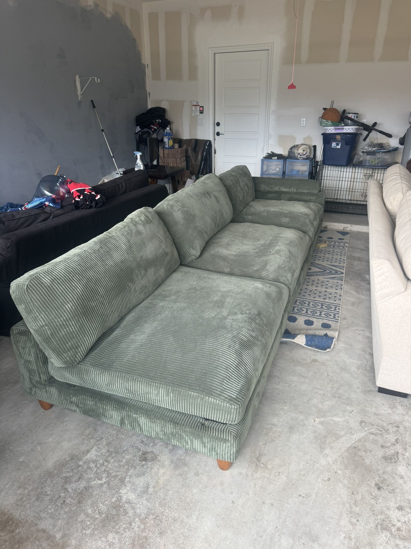 Large 3 Piece Green Sofa 