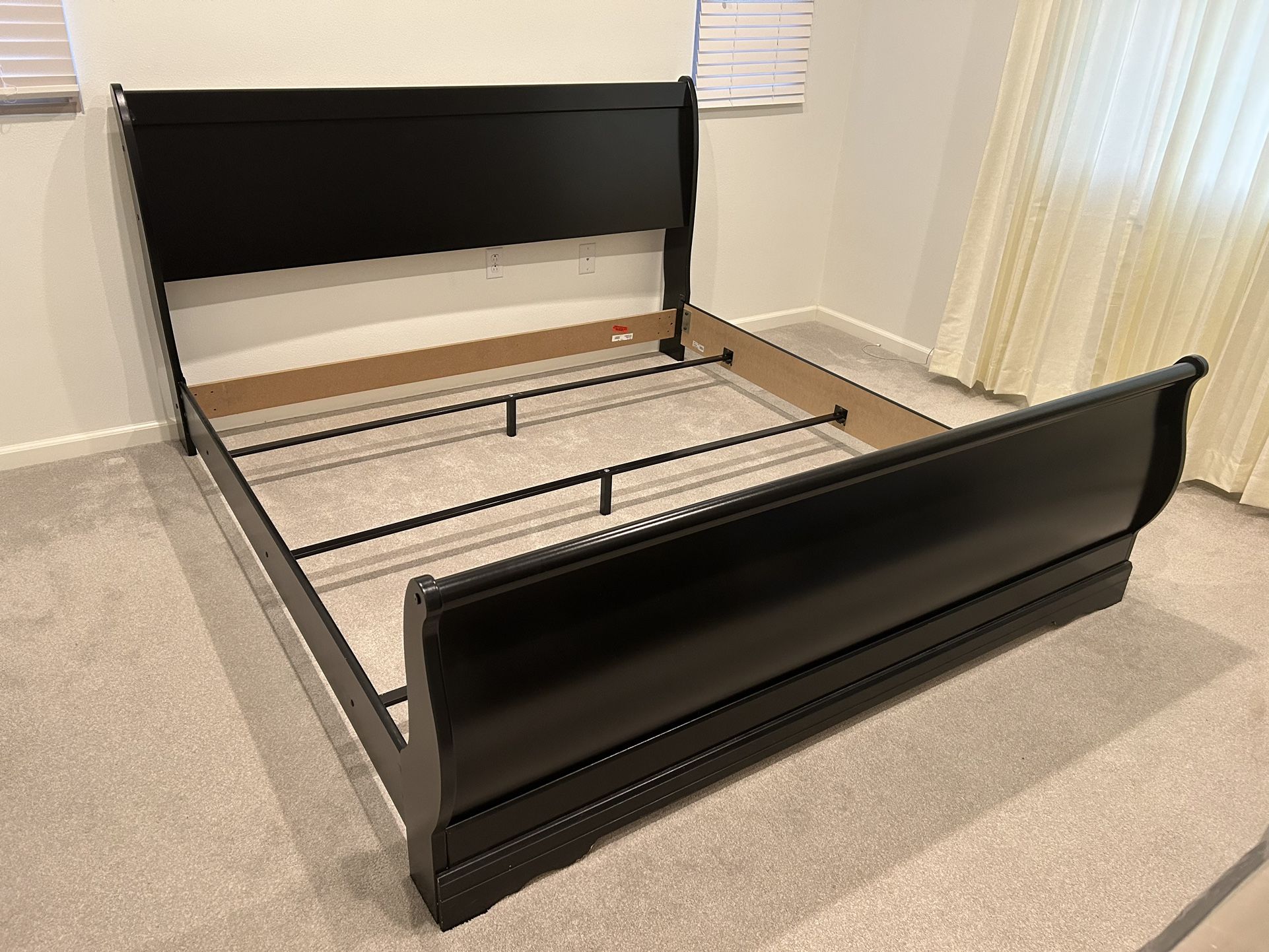 King Sleigh Bed Frame w/ King Mattress & Box Spring