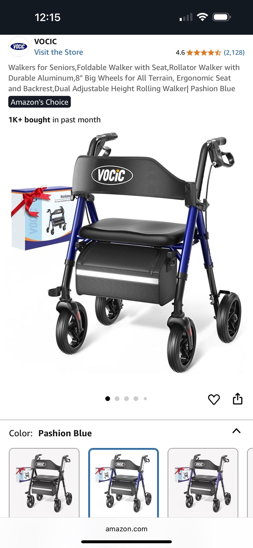 Walkers for Seniors,Foldable Walker with Seat,Rollator Walker with Durable Aluminum,8" Big Wheels for All Terrain, Ergonomic Seat and Backrest,Dual Ad