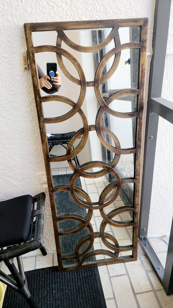MCM Vintage Bronze Metal Accent Mirror
