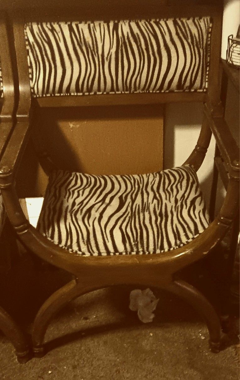 Zebra Print Wooden Chair