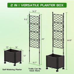 2 Planter Boxe New With Trellis 