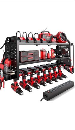 Power Tool Organizer Rack with Charging Station