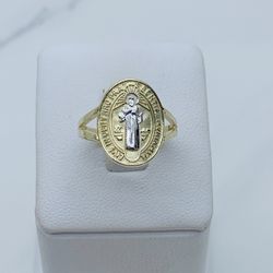 ❤️ 14k solid gold ring Saint Benedict San Benito Anillo En Oro 10 Kilates 