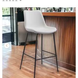 30.7in Light Gray Velvet Bar Height Bar Stools Set Of 2