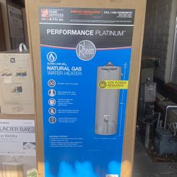 Rheem 50 Gallon Tall Powered Damper Natural Gas Water Heater