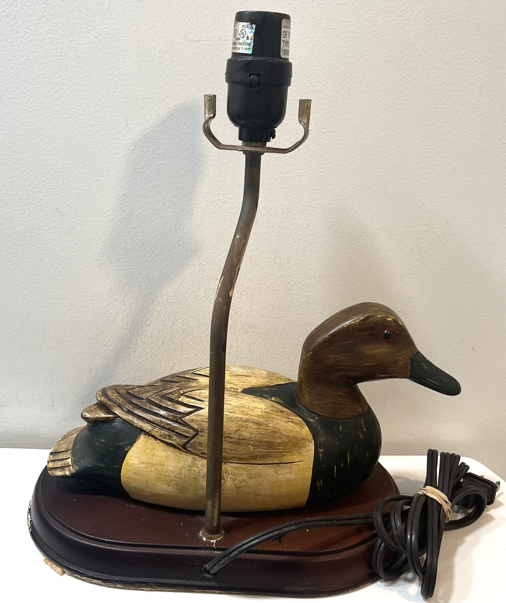 Vintage Wooden Duck Decoy Lamp