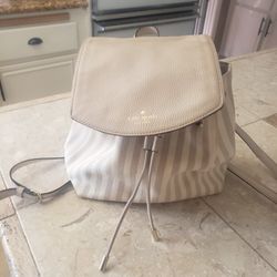 Kate Spade Striped Beige And White Backpack Purse