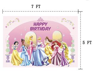 7 Ft Disney Princess Back Drop Happy Birthday