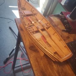 Vintage Wooden Row Boat Model 