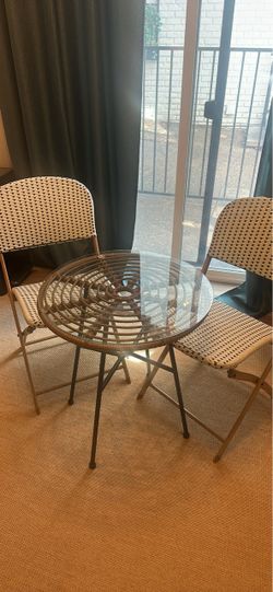 Glass bistro table and chairs