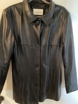 Black Leather Ladies Jacket Size M (10-12) preowned