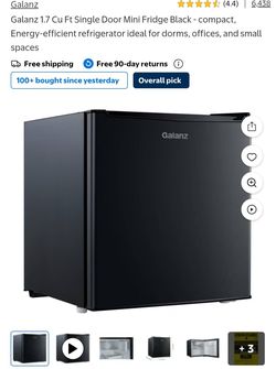 Galanz 1.7 Cu Ft Mini Fridge – Black | Like New! | Used Only for Water Bottles | Perfect for Dorms & Offices