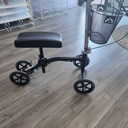 Adjustable Height Steerable Knee Walker Knee Scooter Leg Walker Crutch Alternative, Dual Pad with Basket and Hand Brake 350 Pound Weight Cap