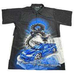 Y2K No Boundaries Dragon Car “Turbo Trigger” Button Up Shirt AOP Fits Size Adult M Tagged Youth XL (16/18)