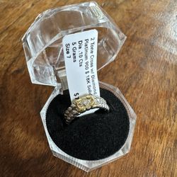 2 Tone Cross W/ Diamond Ring
