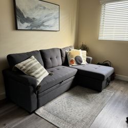 Convertible Sectional Sleeper Sofa w/ Storage – Dark Gray