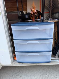 Sterilite 3-Drawer Plastic Storage Organizer – Blue & Clear