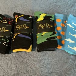 Men’s Fun Patterned Socks Lot – Mitch Bogen Collection – 11 Pairs Total (New)